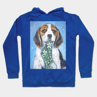 Beagle Christmas Fine Art Painting Hoodie